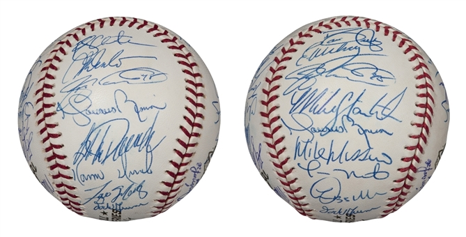 2001 New York Yankees Team Signed Official World Series Baseballs With 34 Signatures Lot Of 2 (PSA/DNA PreCert)